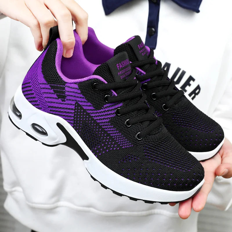 SEPATU OLAHRAGA WANITA BAHAN JARING RINGAN & BERNAFAS UKURAN LENGKAP | Women's Breathable Mesh Running Sneakers Casual Lace-Up Sport Shoes Large Size Available