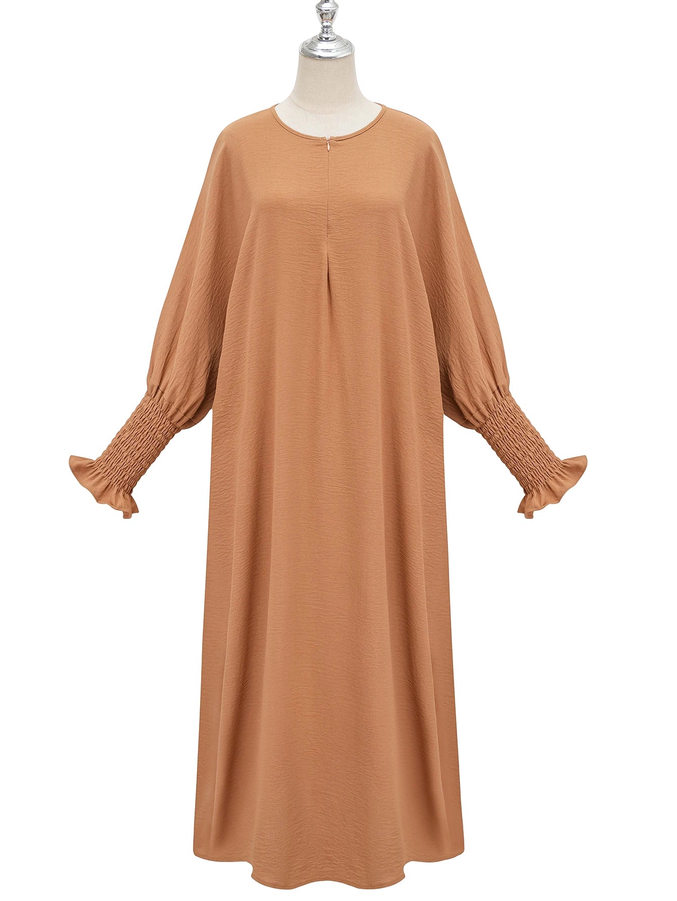 Plain Abaya with Elastic Cuffs - Soft, Cool Fabric, All Size