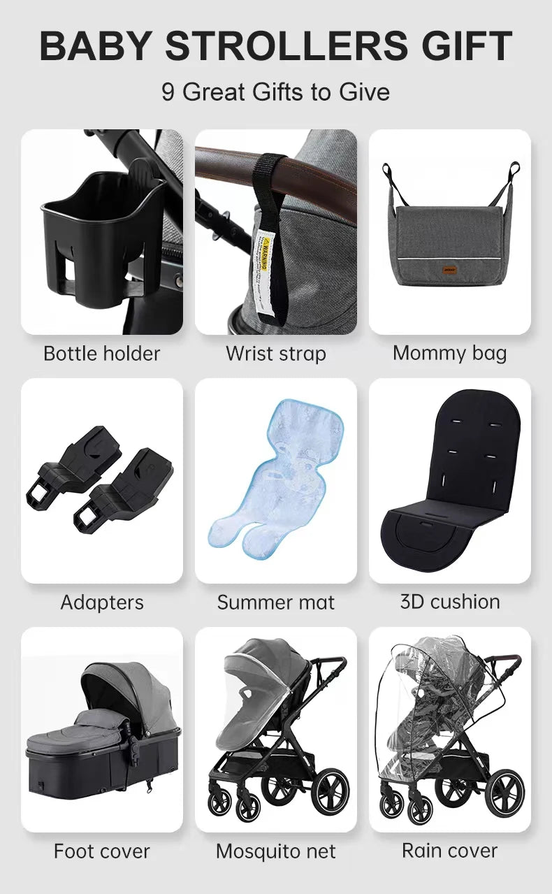 KERETA DORONG BAYI MEWAH 3 DALAM 1 LIPAT MUDAH DIBWA KE MANA SAJA | Luxury 3-in-1 Foldable Portable Baby Stroller Travel Carriage High Quality Pram