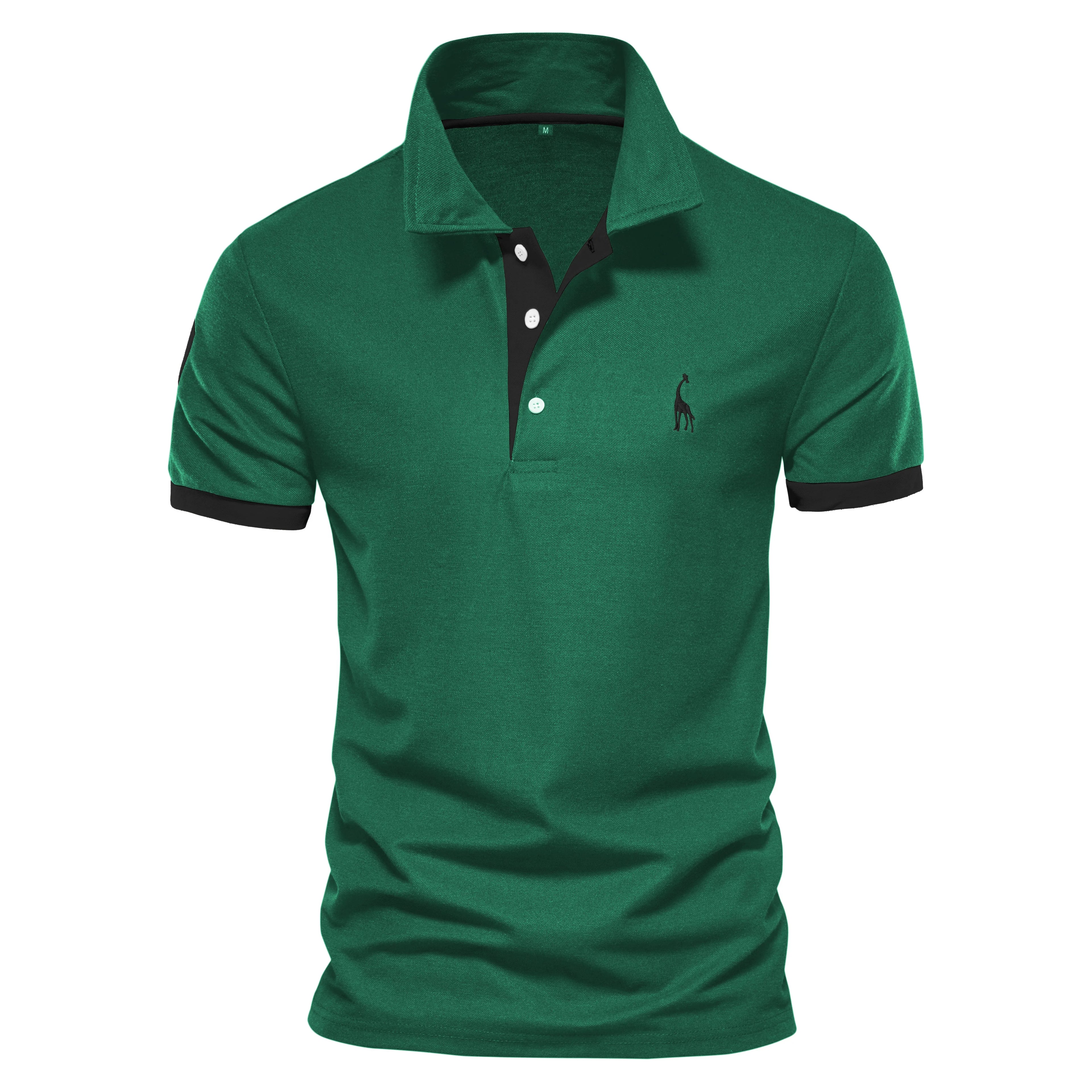 Men Luxury Giraffe Embroidery Polo Shirt Premium Cotton Short Sleeve L-XXL