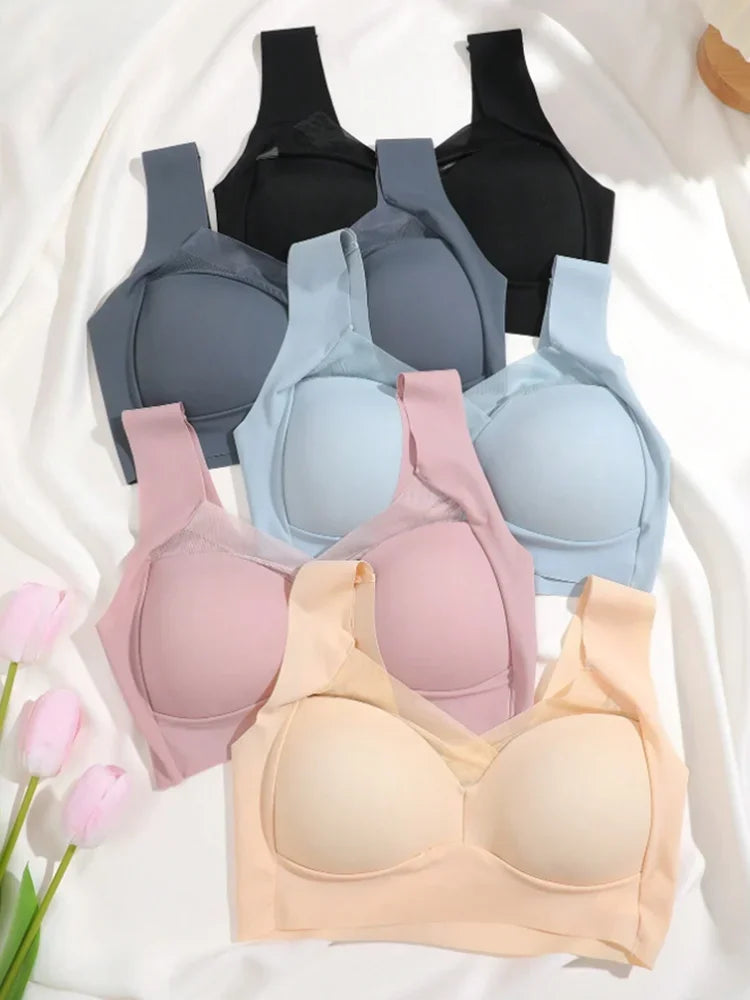 Women Seamless Comfort Bra Set 3 Pcs Wireless Soft Stretch Lingerie L-XXL