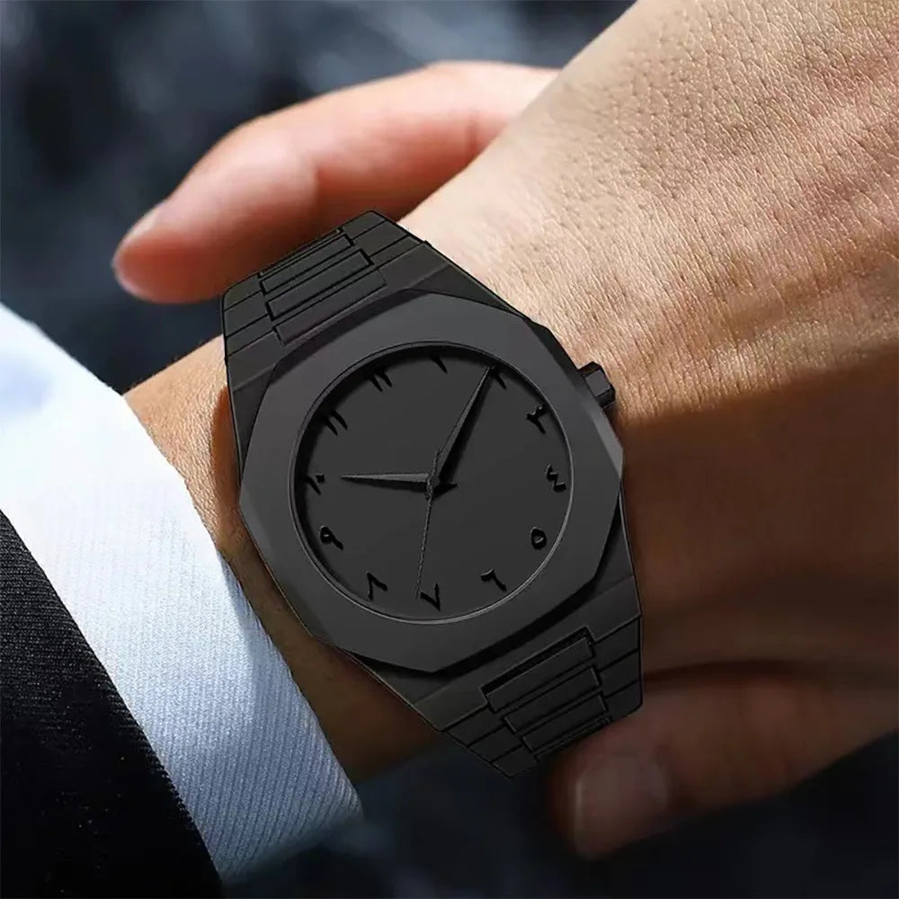 Jam Tangan Kotak Datar Hitam - Desain Unik Kekinian