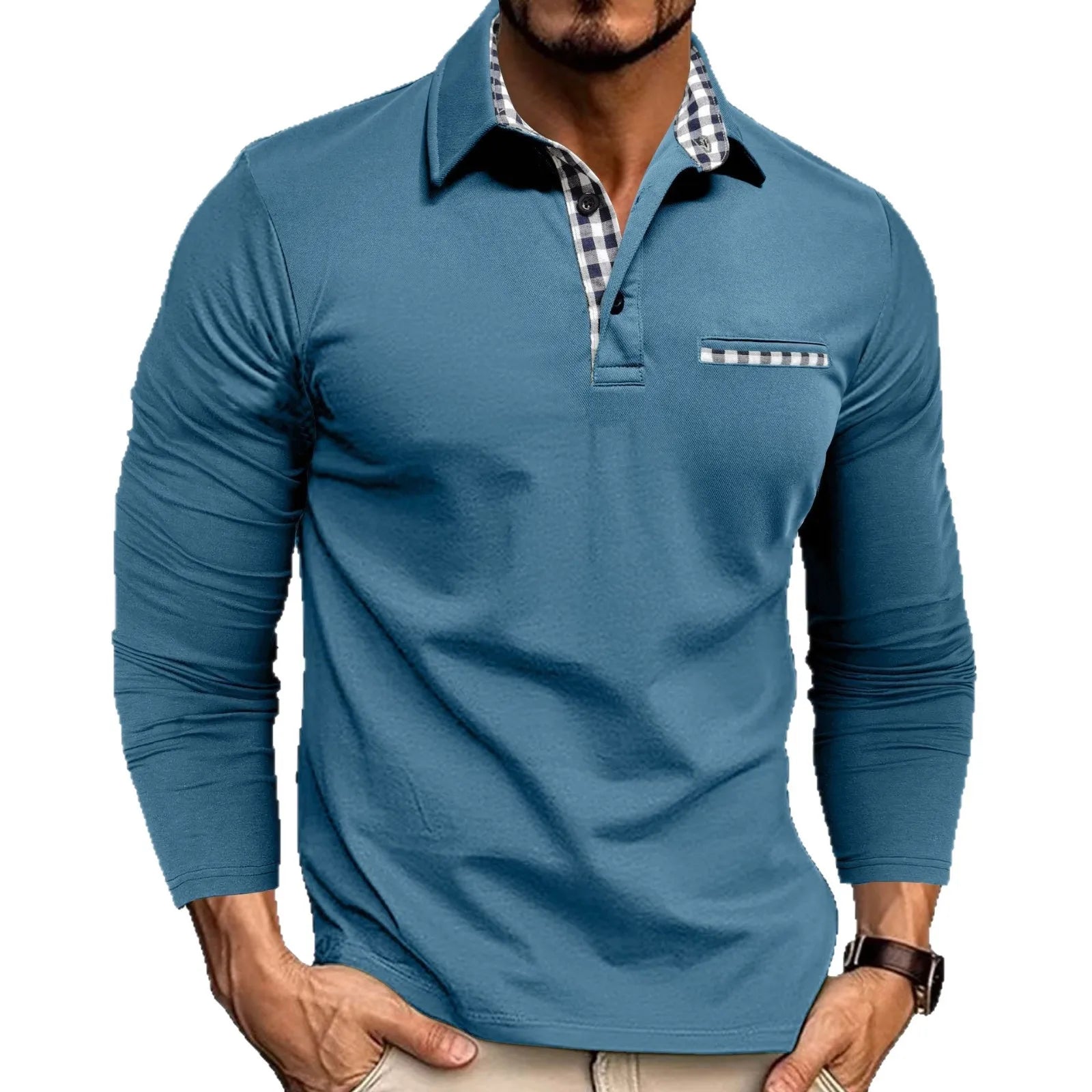 KAOS POLO PRIA PREMIUM LENGAN PANJANG POTONGAN LANGSING BERKERAH - BERKAH REJEKIMU GROUP