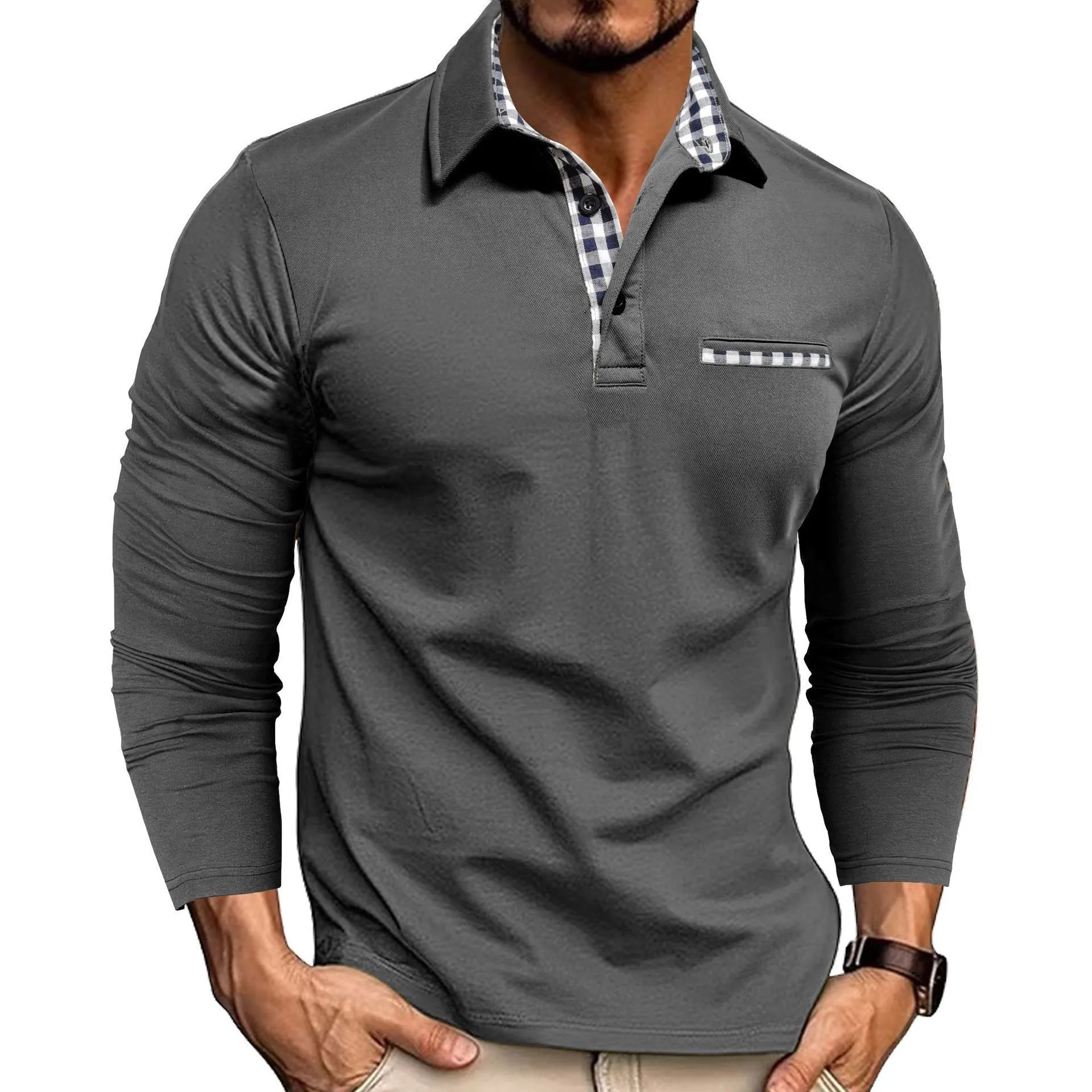 KAOS POLO PRIA PREMIUM LENGAN PANJANG POTONGAN LANGSING BERKERAH - BERKAH REJEKIMU GROUP