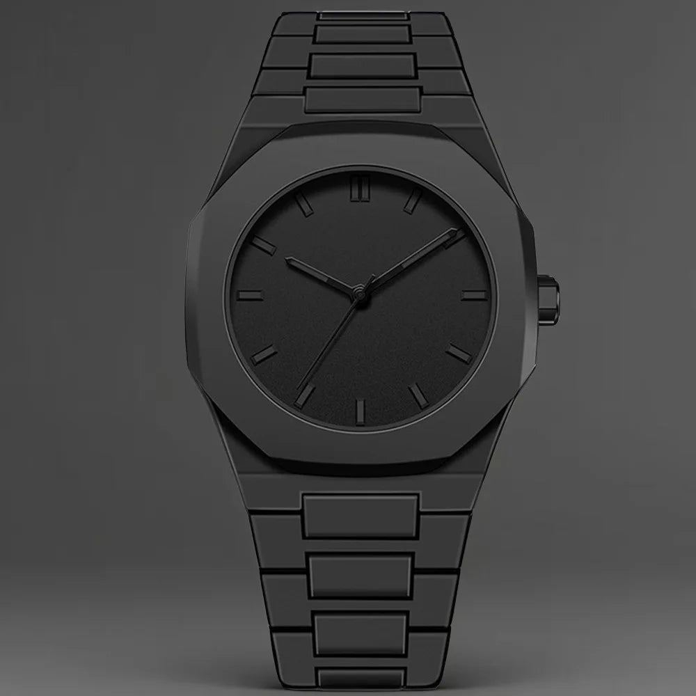 Jam Tangan Kotak Datar Hitam - Desain Unik Kekinian