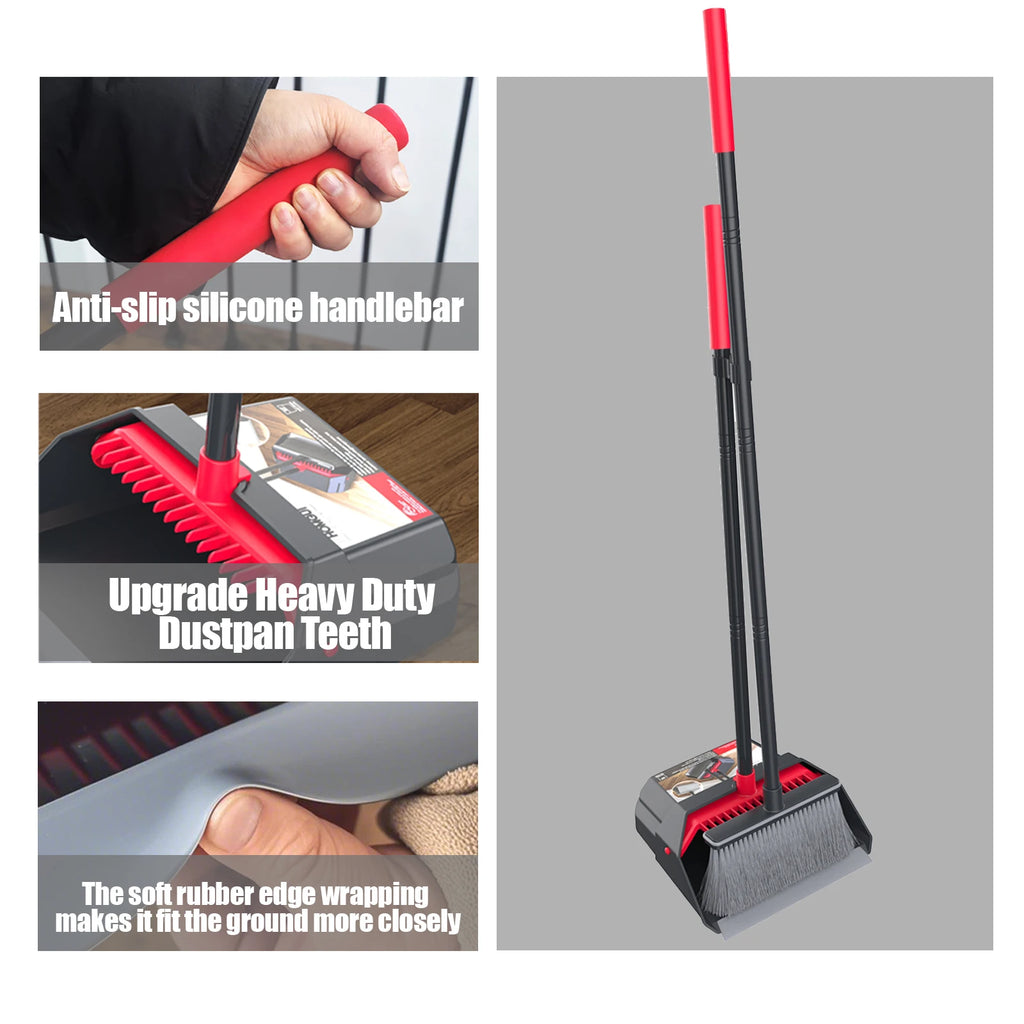 SET SAPU & PENGKIK LIPAT GAGANG PANJANG TAHAN LAMA | Foldable Broom and Dustpan Set with Long Handle Self-Cleaning Household Cleaning Tool