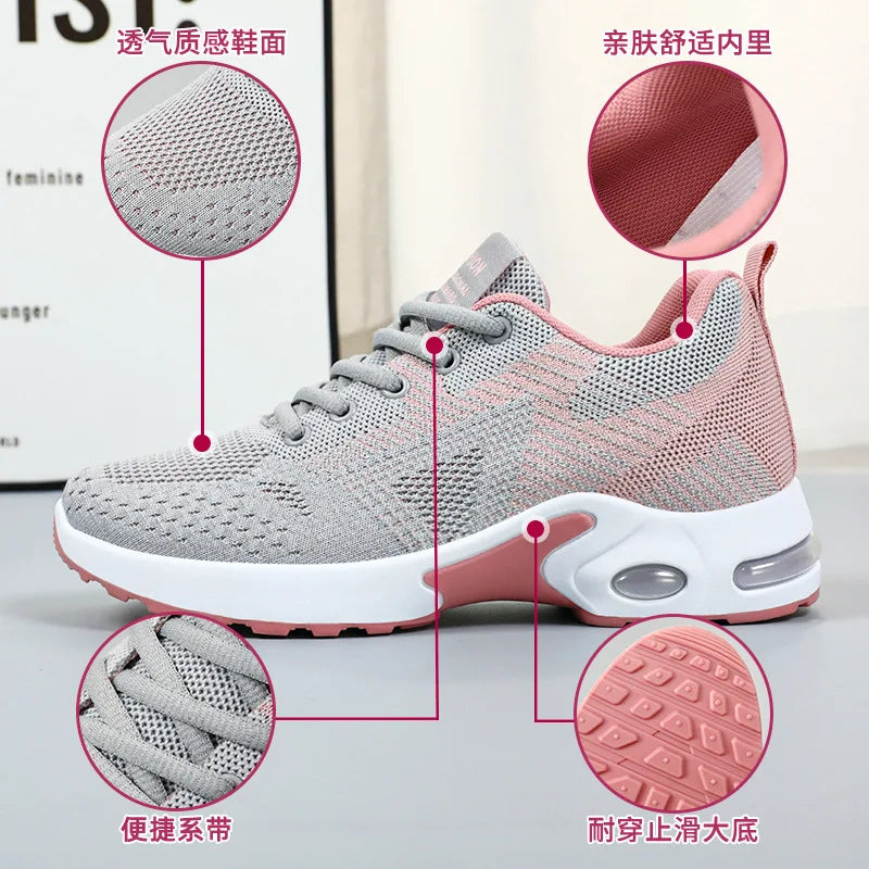 SEPATU OLAHRAGA WANITA BAHAN JARING RINGAN & BERNAFAS UKURAN LENGKAP | Women's Breathable Mesh Running Sneakers Casual Lace-Up Sport Shoes Large Size Available