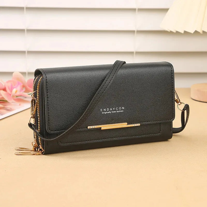 DOMPET WANITA PANJANG BISA JADI TAS SELEMPANG SERBAGUNA ELEGAN | Women's Long Convertible Wallet Shoulder Bag Clutch with Coin Purse Multi-Card Slots