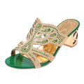 SANDAL WANITA MUSIM PANAS HIASAN PERMATA HAK TEBAL NYAMAN & ELEGAN | Women's Summer Rhinestone Thick Heel Sandals Open Toe Comfortable Party Casual Wear