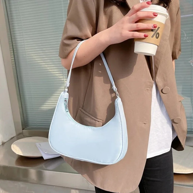 TAS BAHU KETIAK WANITA PREMIUM BAHAN NILON RINGAN GAYA KEKINIAN | Women's Premium Nylon Underarm Shoulder Bag Lightweight Casual Clutch Purse