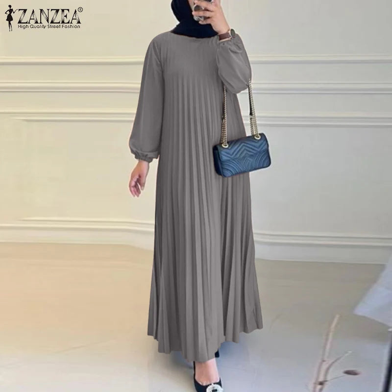Gamis Abaya Wanita Model Lipat Plisket - Bahan Halus Jatuh Kekinian