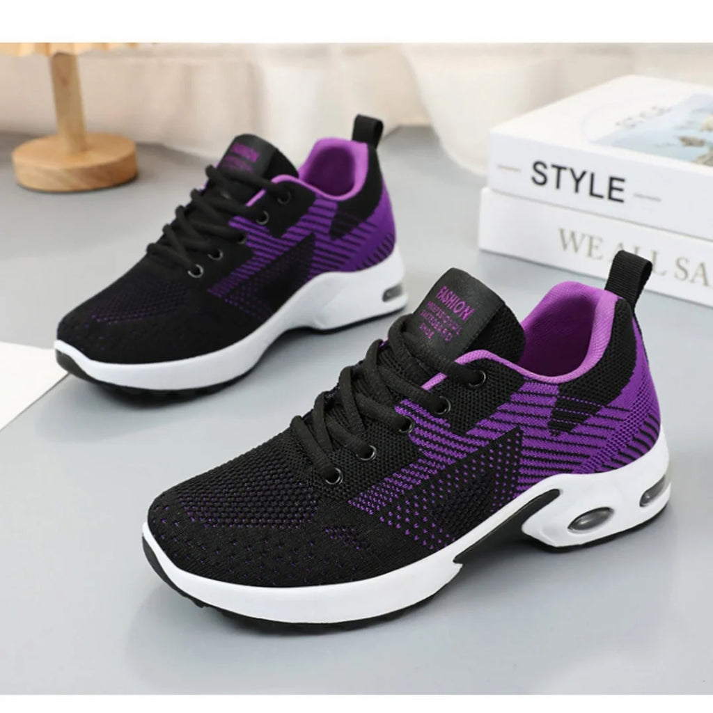 SEPATU OLAHRAGA WANITA BAHAN JARING RINGAN & BERNAFAS UKURAN LENGKAP | Women's Breathable Mesh Running Sneakers Casual Lace-Up Sport Shoes Large Size Available
