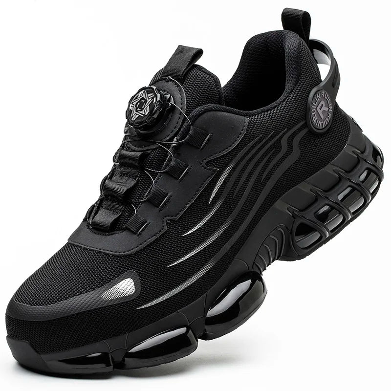 SEPATU PENGAMAN PRIA PREMIUM ANTI PUKUL TAHAN TUSUKAN BAHAN ELASTIS - BERKAH REJEKIMU GROUP